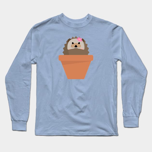 Hedgepot: hedgehog succulent in a pot Long Sleeve T-Shirt by Darquill T-Shirts